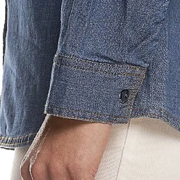 Denim & Co. Button Front Long Sleeve Denim Shirt NWOT - Picture 5 of 5